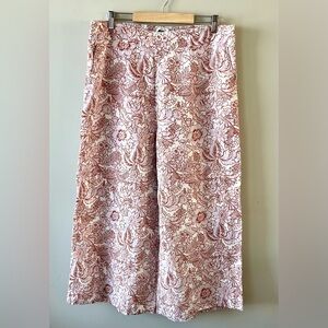 Rachel Zoe Linen Wide Leg Pant-Red Floral Design-XL-Pull On-boho vacation beach